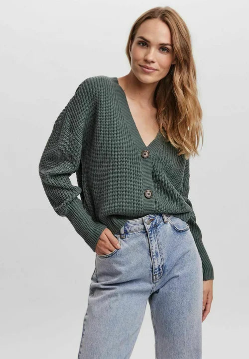 Wide-neck cardigan