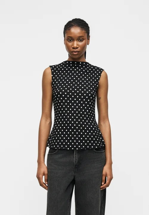 Polka-dot tank top with straps